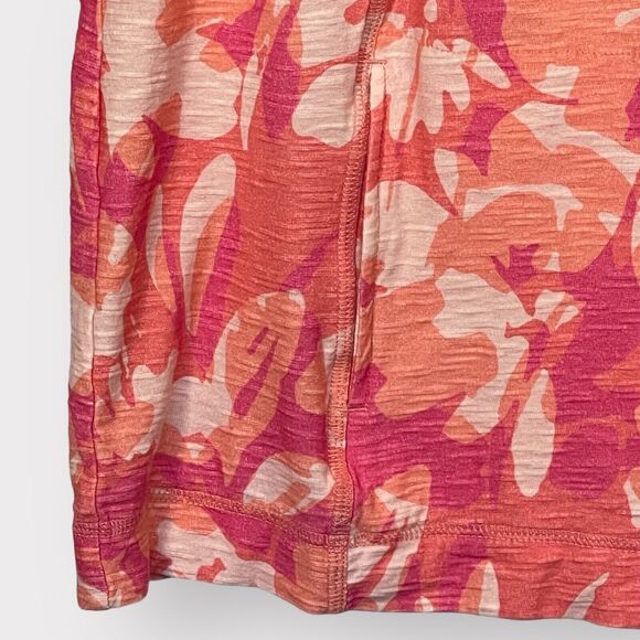 Chico's Weekends 1/4 Zip Top Women Size S/4 (0) Pink Floral 3/4 Sleeve Pockets - Picture 7 of 15